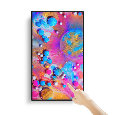 65-дюймовая 4K Ultra HD настенная цифровая вывеска с 4 мм / 10 мм скрещенными краями и инфракрасной сенсорной панелью